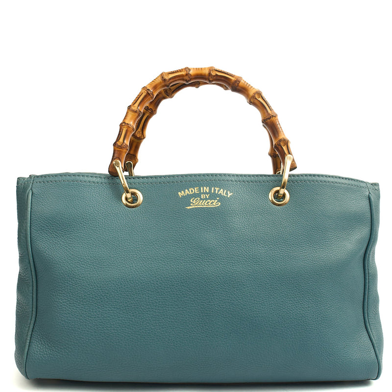 Picture of Gucci Tote Bamboo Shopper Tote - Medium in Blue, Leather