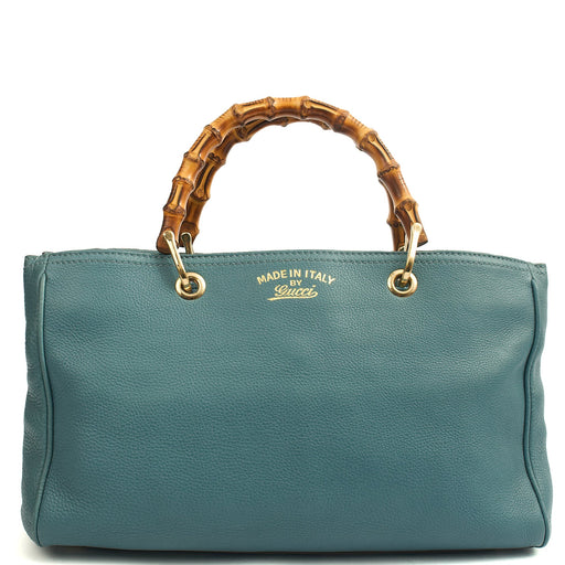 Picture of Gucci Tote Bamboo Shopper Tote - Medium in Blue, Leather