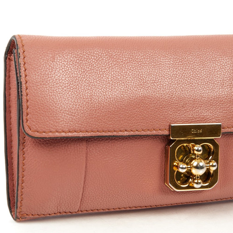 Picture of Chloe Purse Elsie Continental Flap Wallet in Nut, Calfskin Leather