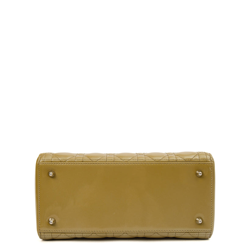 Christian Dior Tote Lady Dior - Medium in Yellow, Cannage Quilted Patent