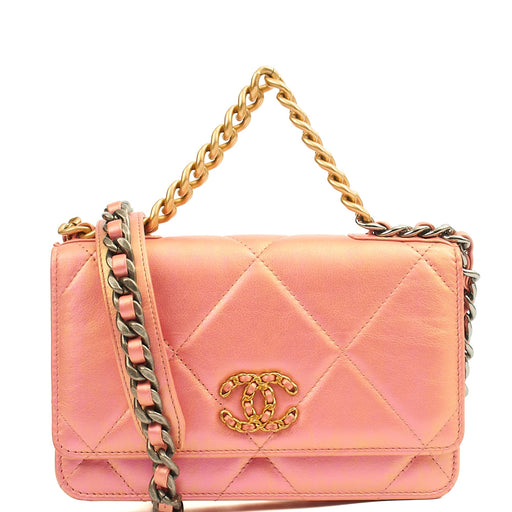 Picture of Chanel Cross Body Chanel 19 Wallet On Chain in Pink, Calfskin Leather