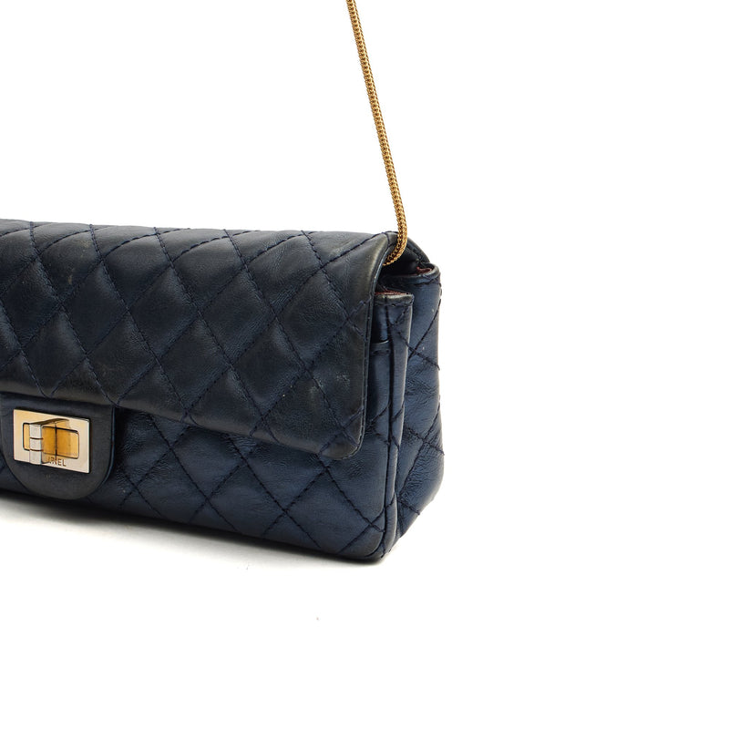 Picture of Chanel Shoulder Bag 2.55 Reissue East West Clutch in Blue, Crinkled Calfskin Leather