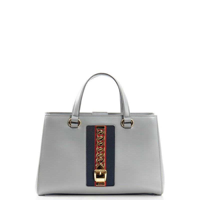 Picture of Gucci Tote Sylvie Top Handle Bag in Dusty Grey, Leather