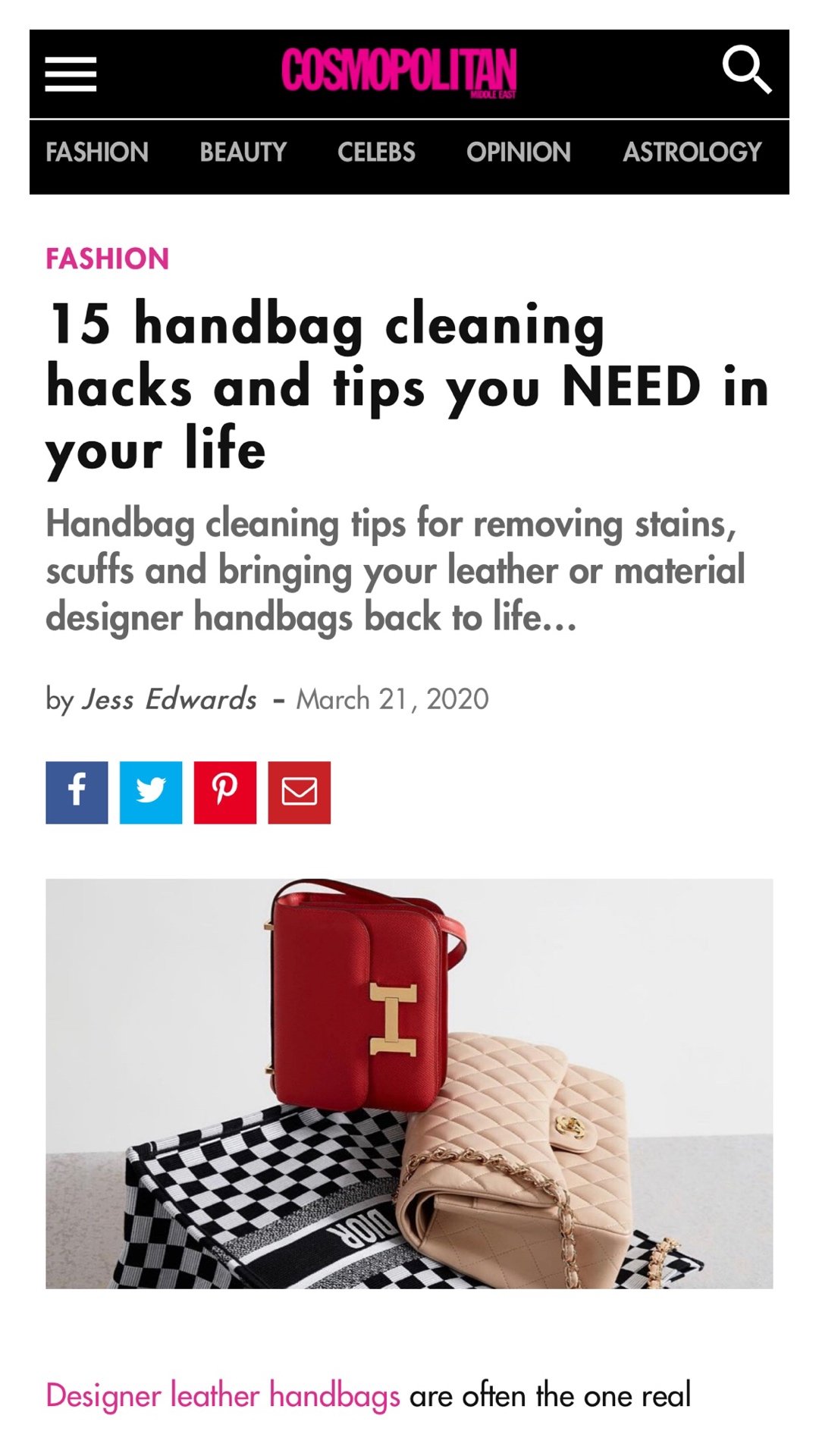 15 Handbag Cleaning Hack and Tips By Cosmopolitan